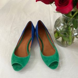 Madewell Colorblocked suede peeptoe skimmer